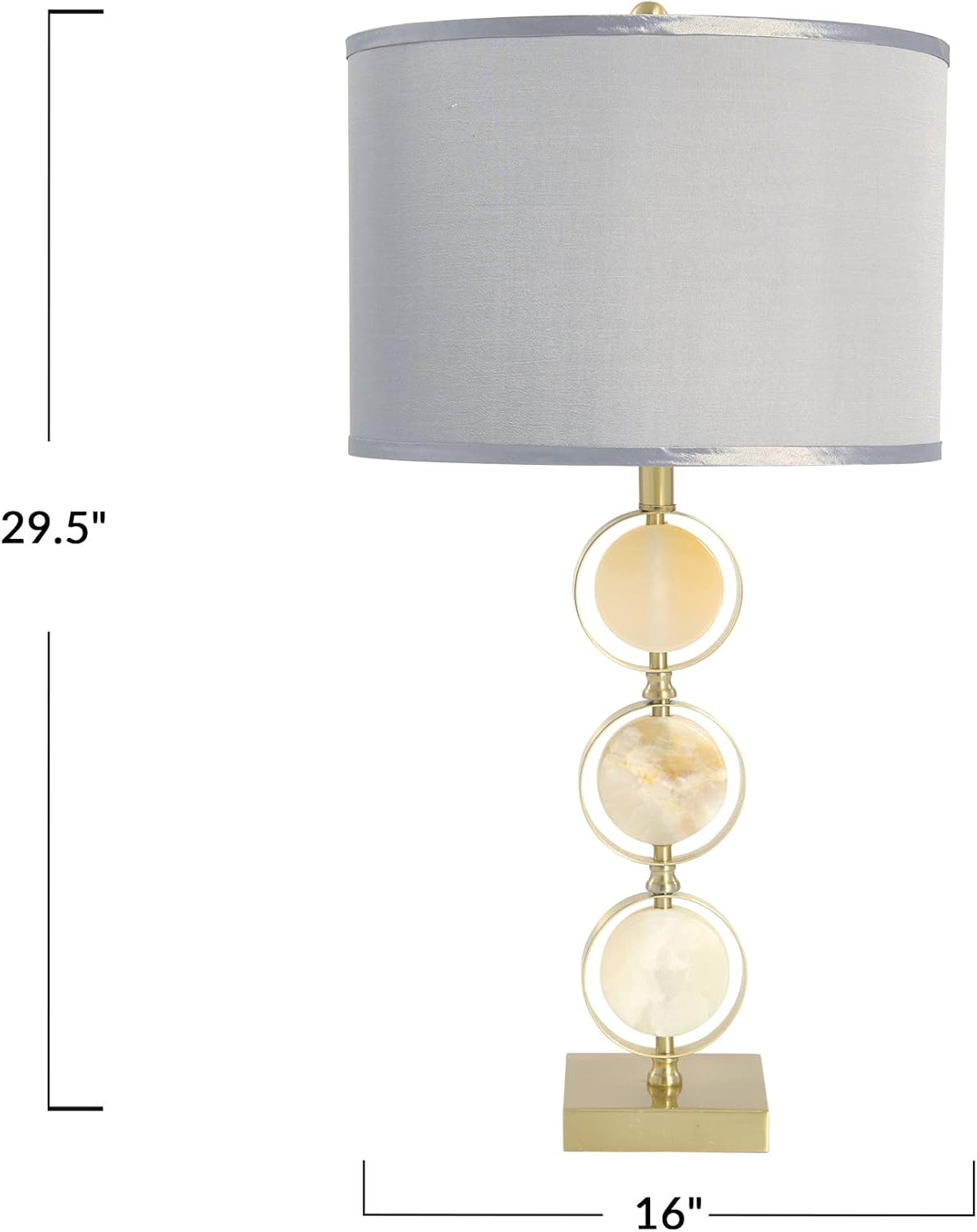 Creative CoOp Marble ampamp Metal Natural Linen Shade Table LampNatural