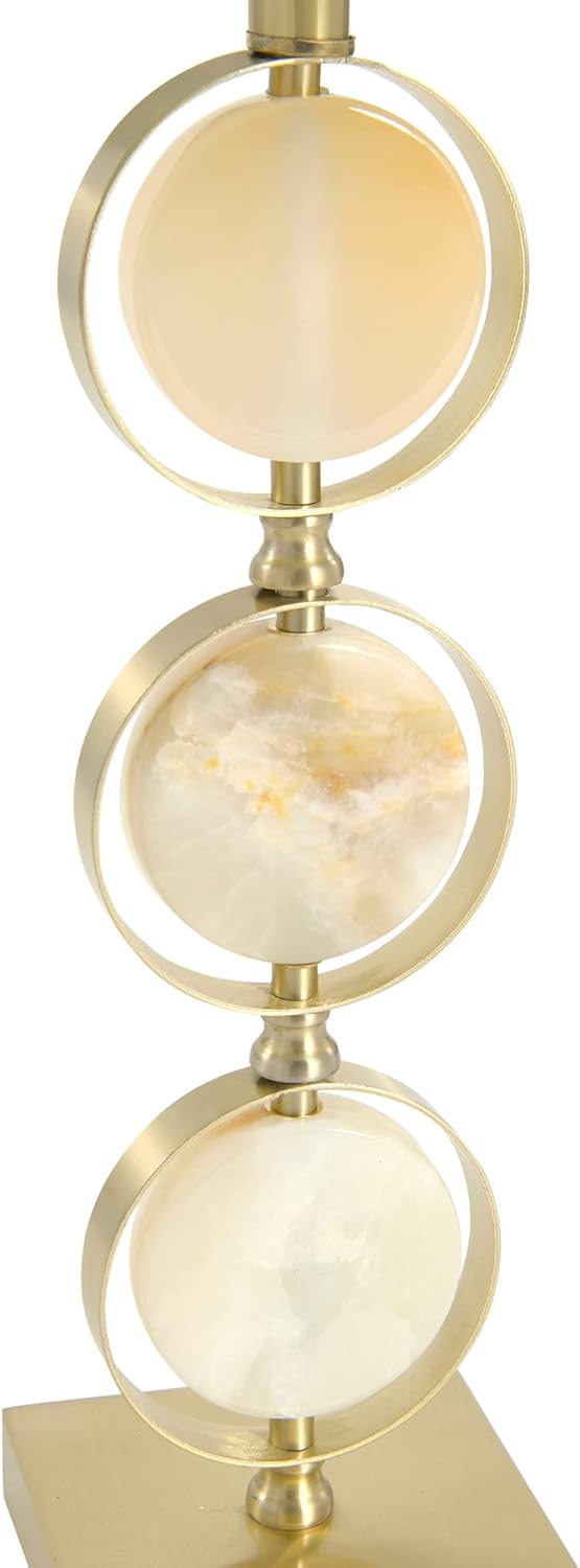 Creative CoOp Marble ampamp Metal Natural Linen Shade Table LampNatural