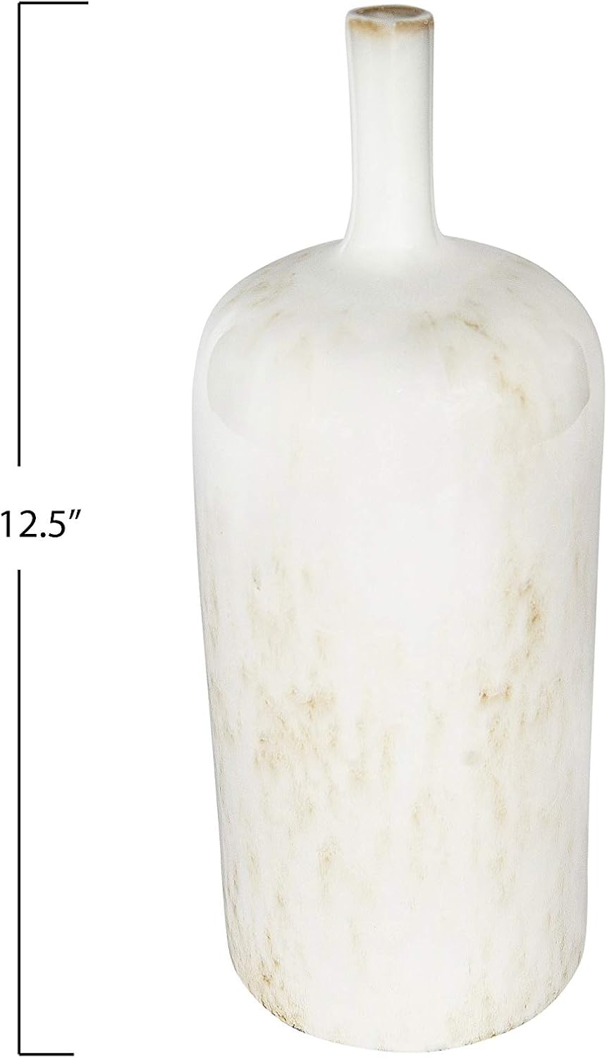Creative CoOp Medium Cream Stoneware Green Accents ampamp Reactive Glaze Finish Each one Will Vary Vases WhiteLarge