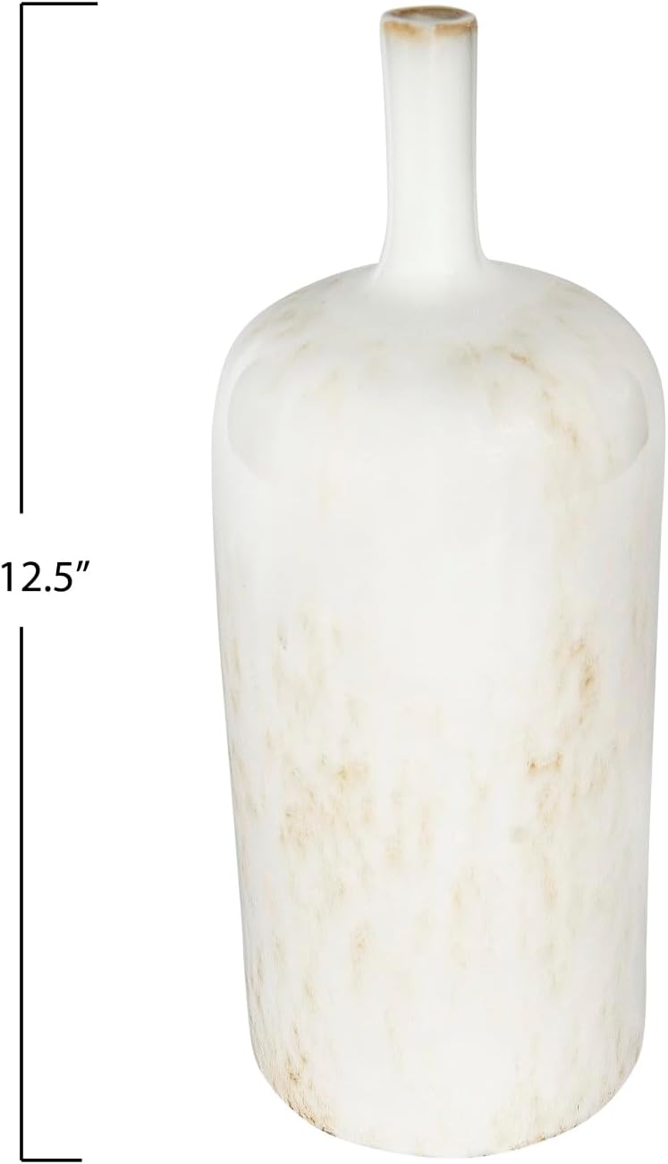 Creative CoOp Medium Cream Stoneware Green Accents ampamp Reactive Glaze Finish Each one Will Vary Vases WhiteLarge