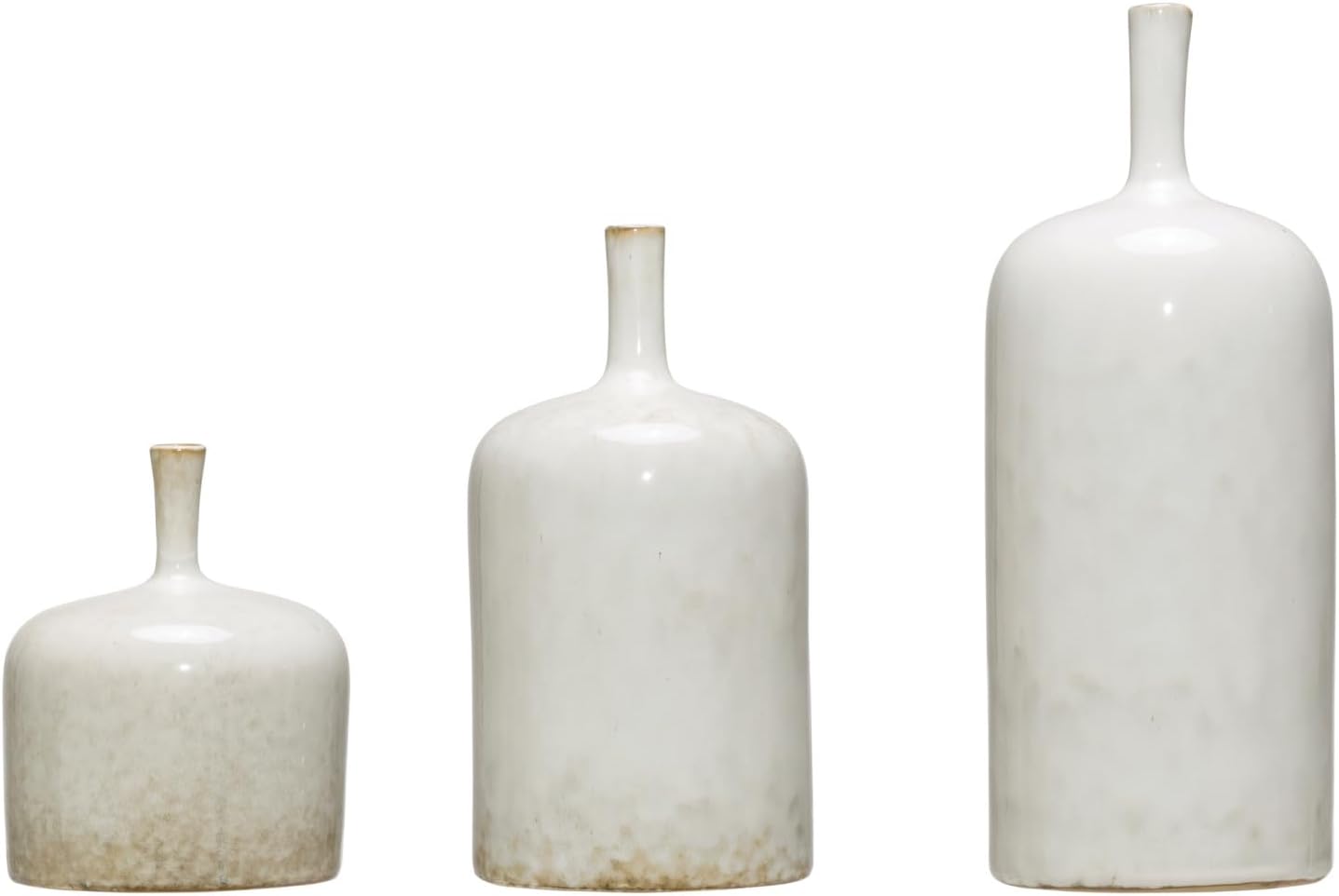 Creative CoOp Medium Cream Stoneware Green Accents ampamp Reactive Glaze Finish Each one Will Vary Vases WhiteSmall