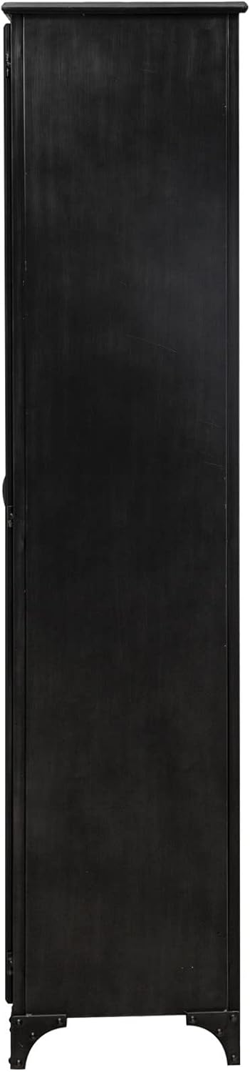 Creative CoOp Metal Display Glass Doors and Shelves Black Cabinet