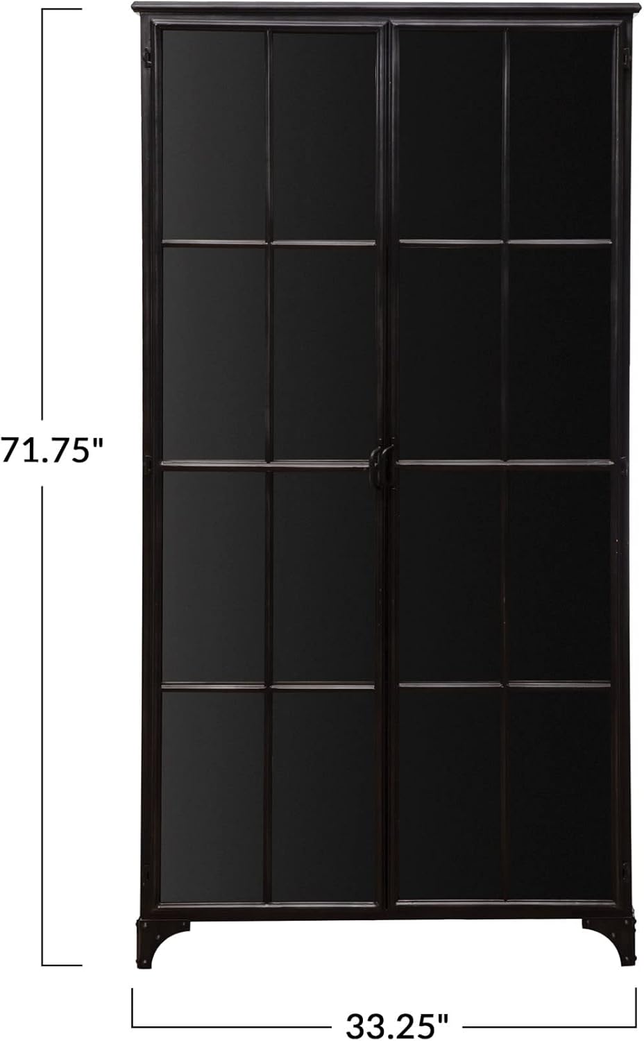 Creative CoOp Metal Display Glass Doors and Shelves Black Cabinet