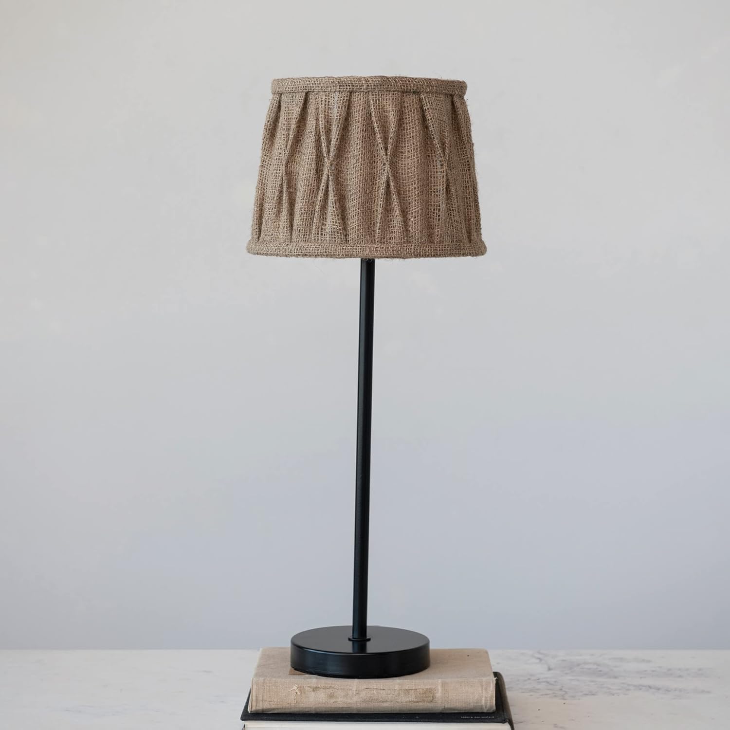 Creative CoOp Metal Jute Shade Set of 2 Black and Natural Table Lamp