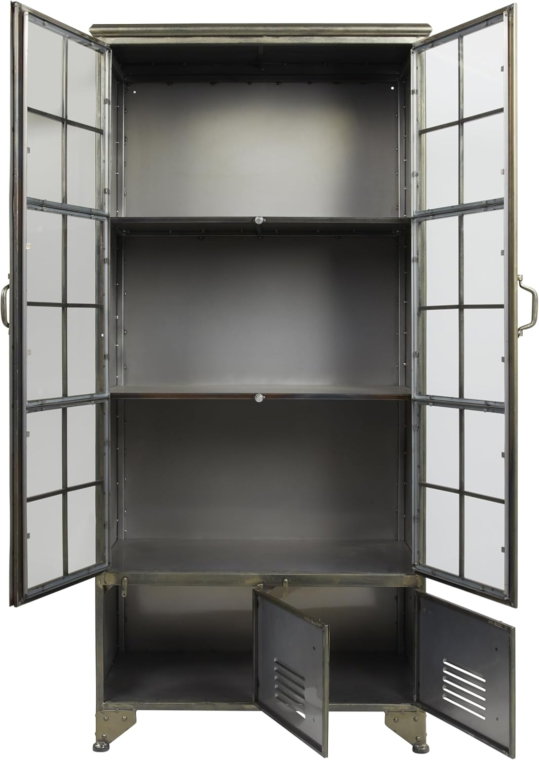 Creative CoOp Metal Shelves ampamp 4 Doors Cabinets and Shelf Units WhiteDistressed Black