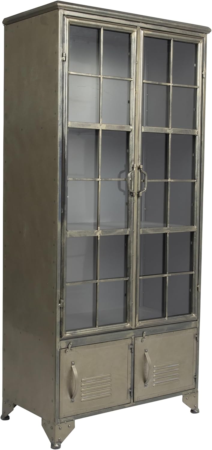 Creative CoOp Metal Shelves ampamp 4 Doors Cabinets and Shelf Units WhiteDistressed Black