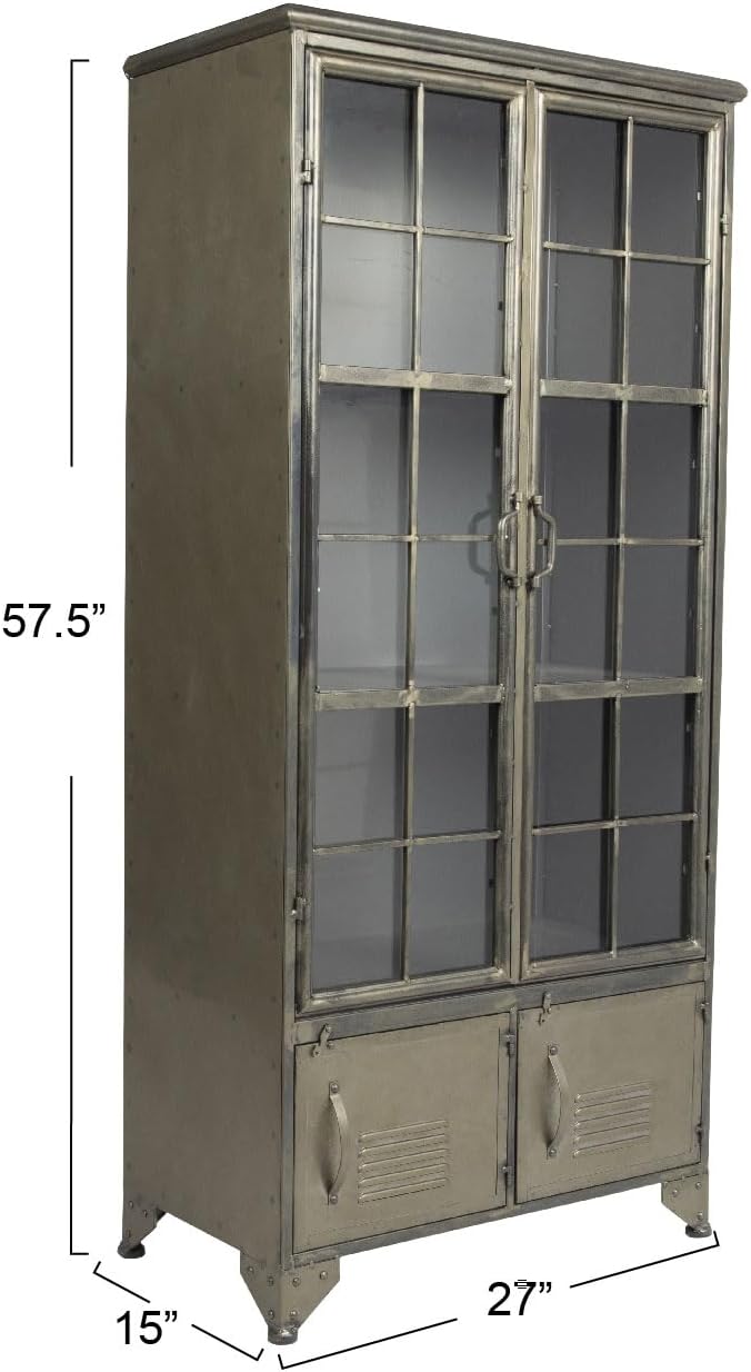 Creative CoOp Metal Shelves ampamp 4 Doors Cabinets and Shelf Units WhiteDistressed Black