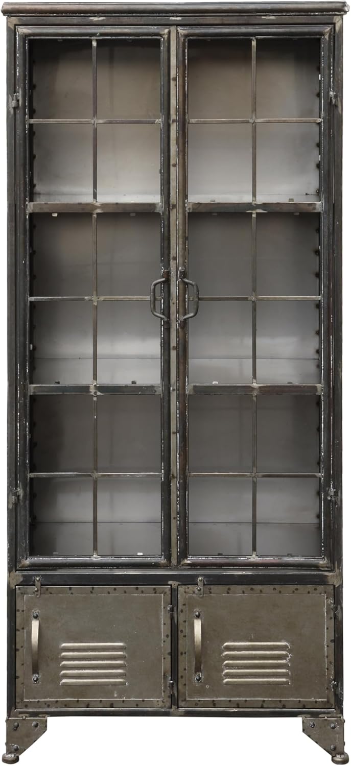 Creative CoOp Metal Shelves ampamp 4 Doors Cabinets and Shelf Units WhiteDistressed Black