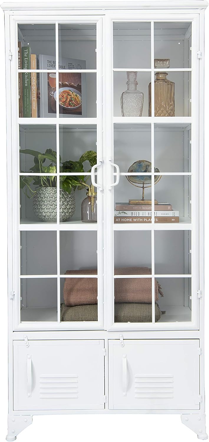 Creative CoOp Metal Shelves ampamp 4 Doors Cabinets and Shelf Units WhiteWhite