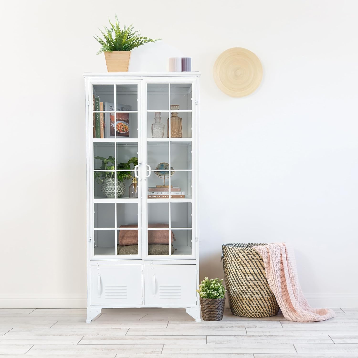 Creative CoOp Metal Shelves ampamp 4 Doors Cabinets and Shelf Units WhiteWhite
