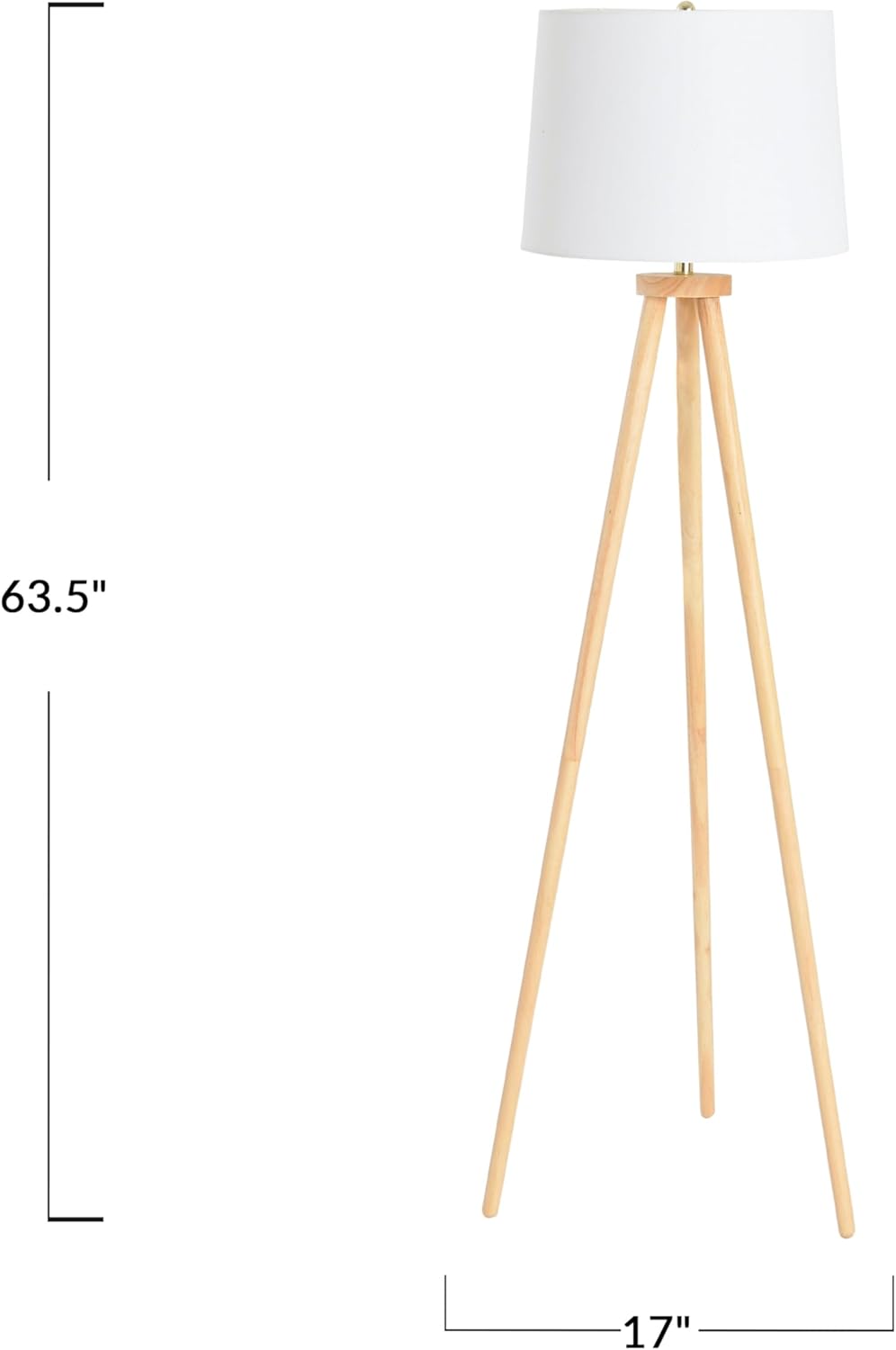 Creative CoOp Mid Century Modern Tripod Wood Floor Lamp with Linen Shade Natural and CreamNatural