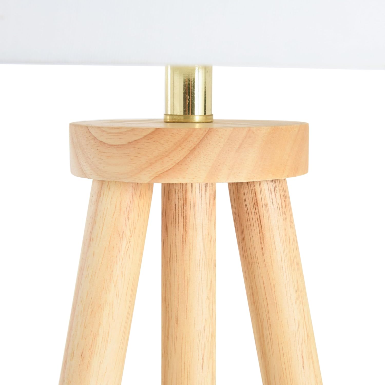 Creative CoOp Mid Century Modern Tripod Wood Floor Lamp with Linen Shade Natural and CreamNatural