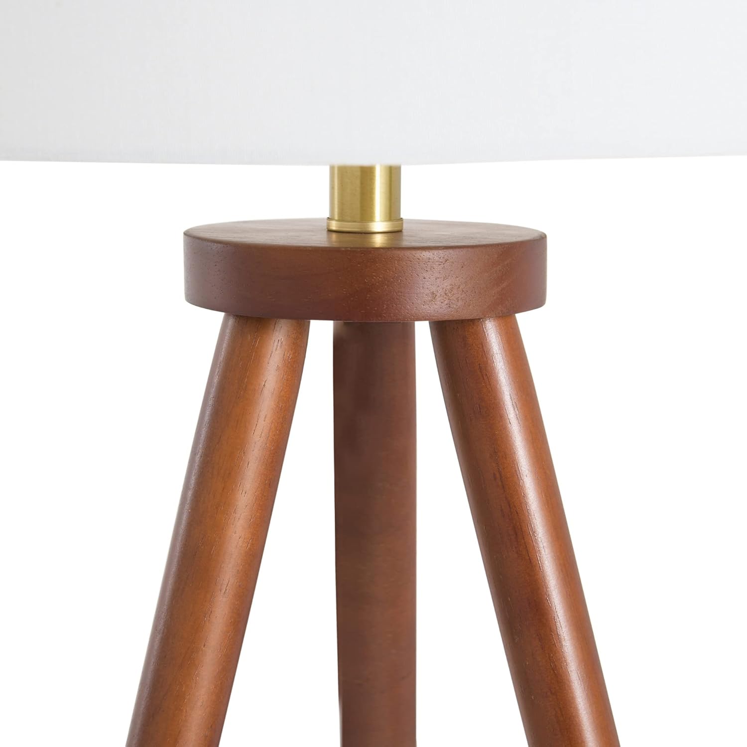 Creative CoOp Mid Century Modern Tripod Wood Floor Lamp with Linen Shade Natural and CreamWhite