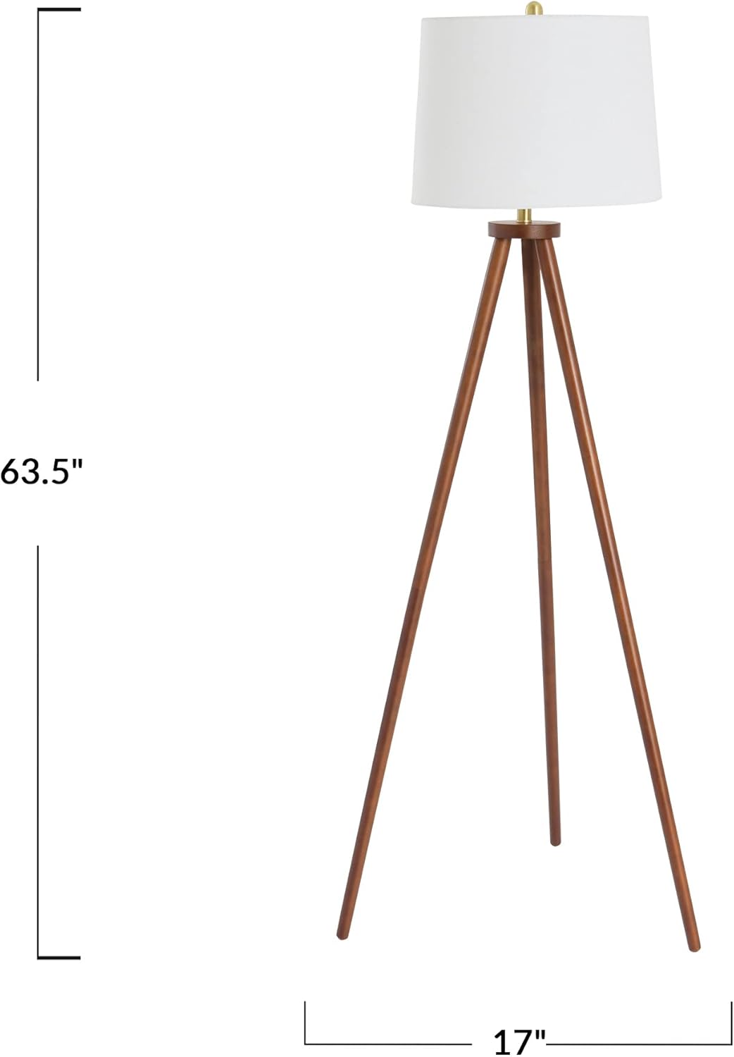 Creative CoOp Mid Century Modern Tripod Wood Floor Lamp with Linen Shade Natural and CreamWhite