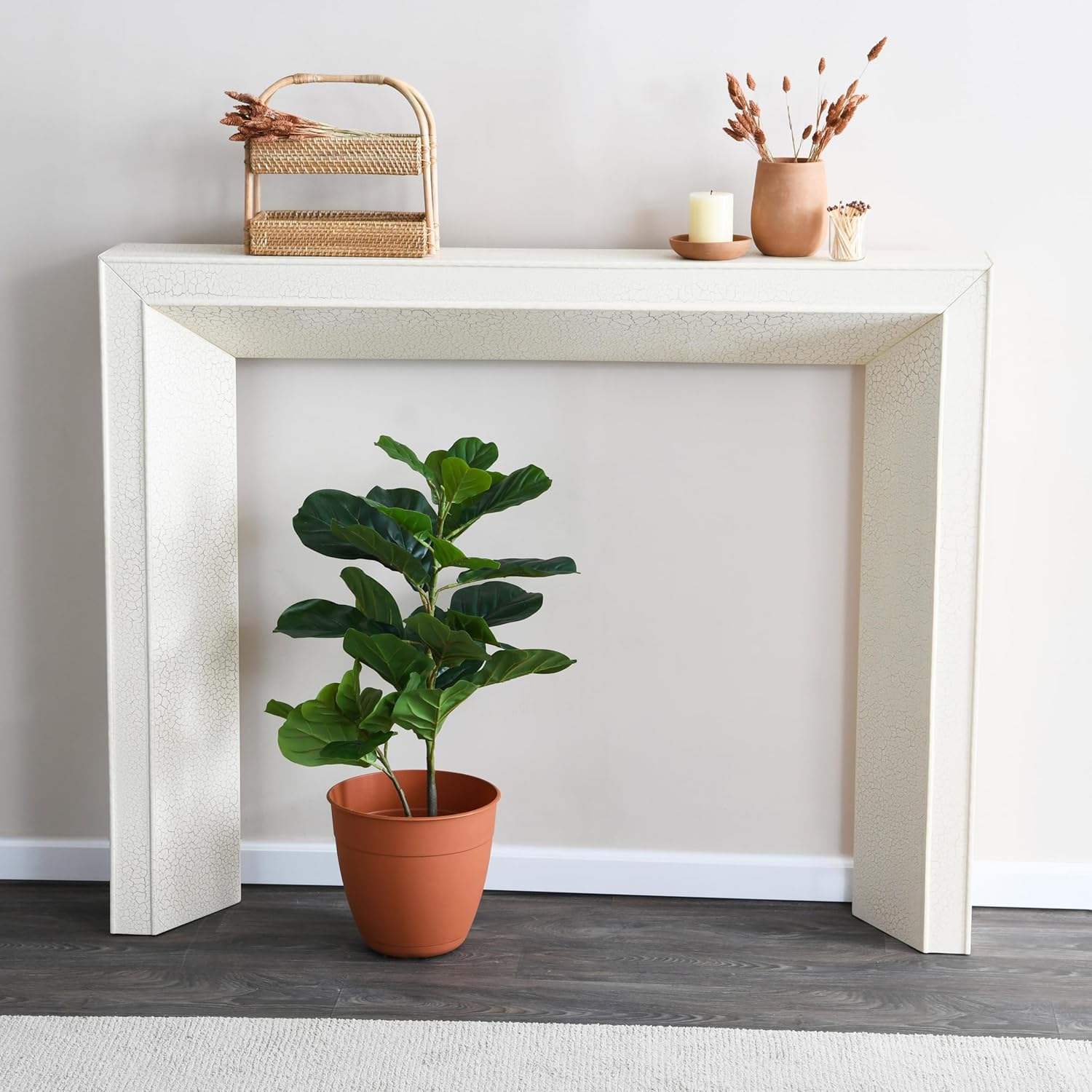 Creative CoOp Modern Fireplace Mantel WhiteDistressed Cream