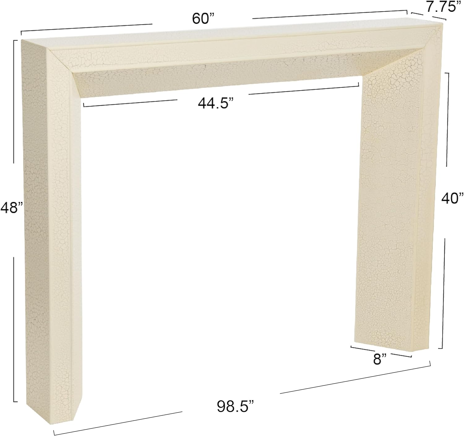 Creative CoOp Modern Fireplace Mantel WhiteDistressed Cream
