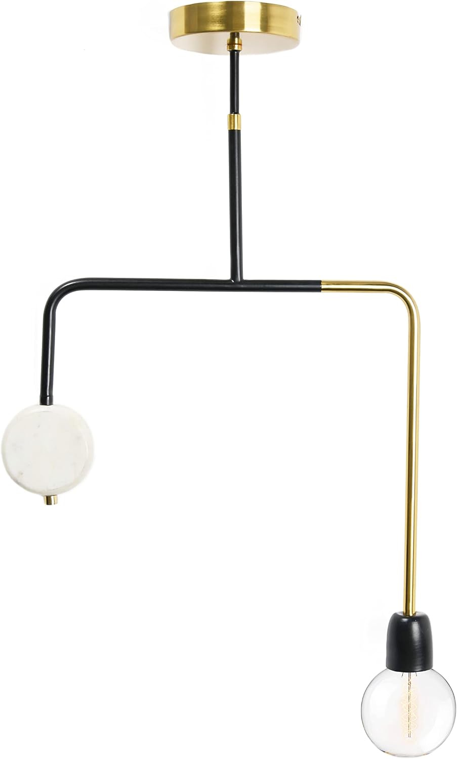 Creative CoOp Modern Lamp Minimalist Geometric Kitchen Lighting Pendant Gold and Marble