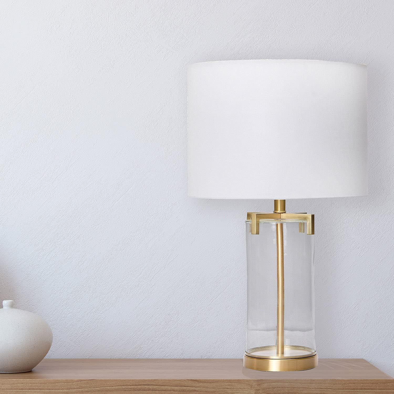 Creative CoOp Modern Transparent Bubble Glass and Metal Table Lamp Brushed Gold