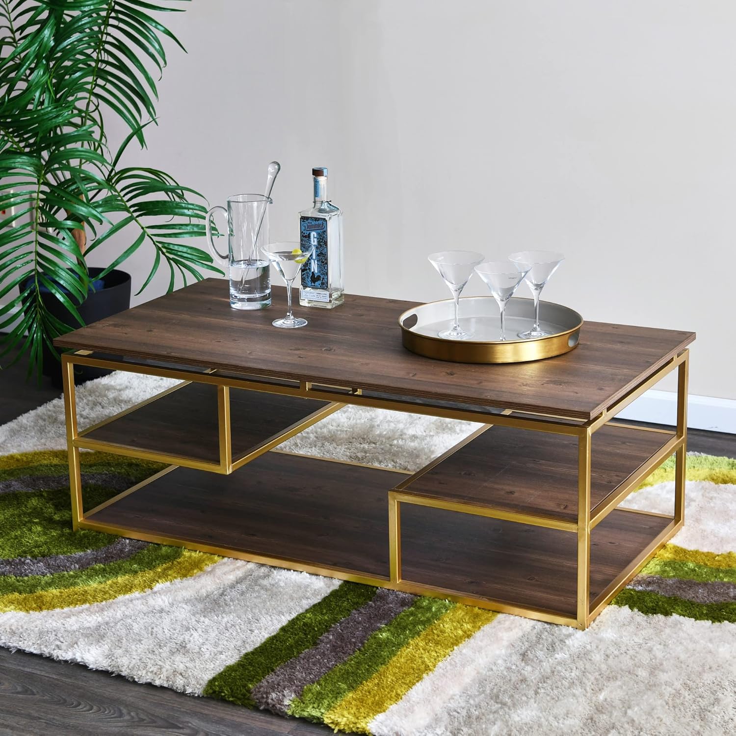 Creative CoOp MultiTiered Coffee Table Natural and Gold
