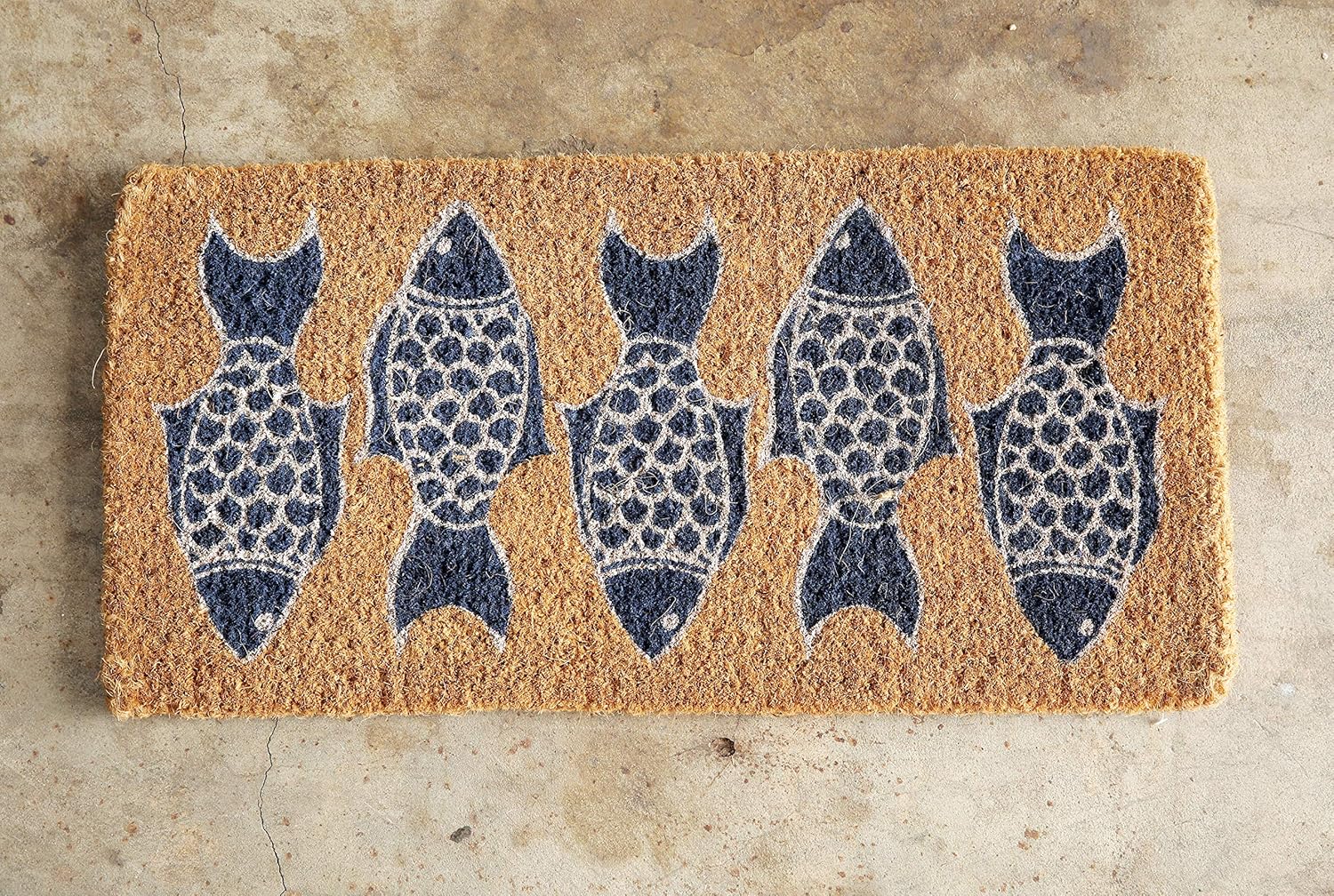 Creative CoOp Natural Coir Doormat with Fish Images