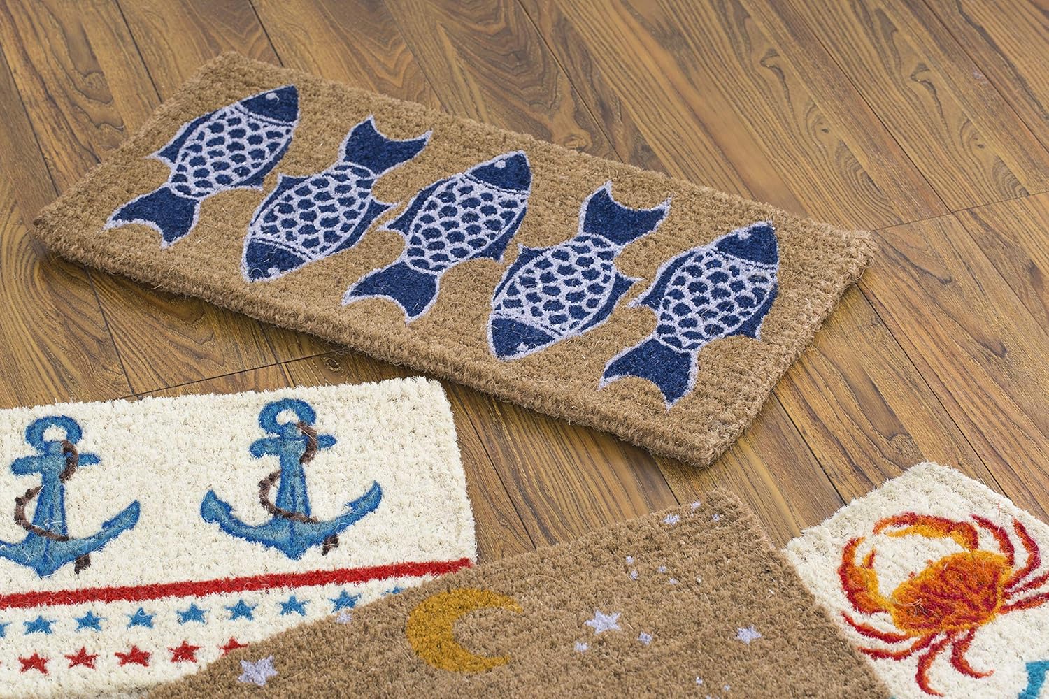 Creative CoOp Natural Coir Doormat with Fish Images