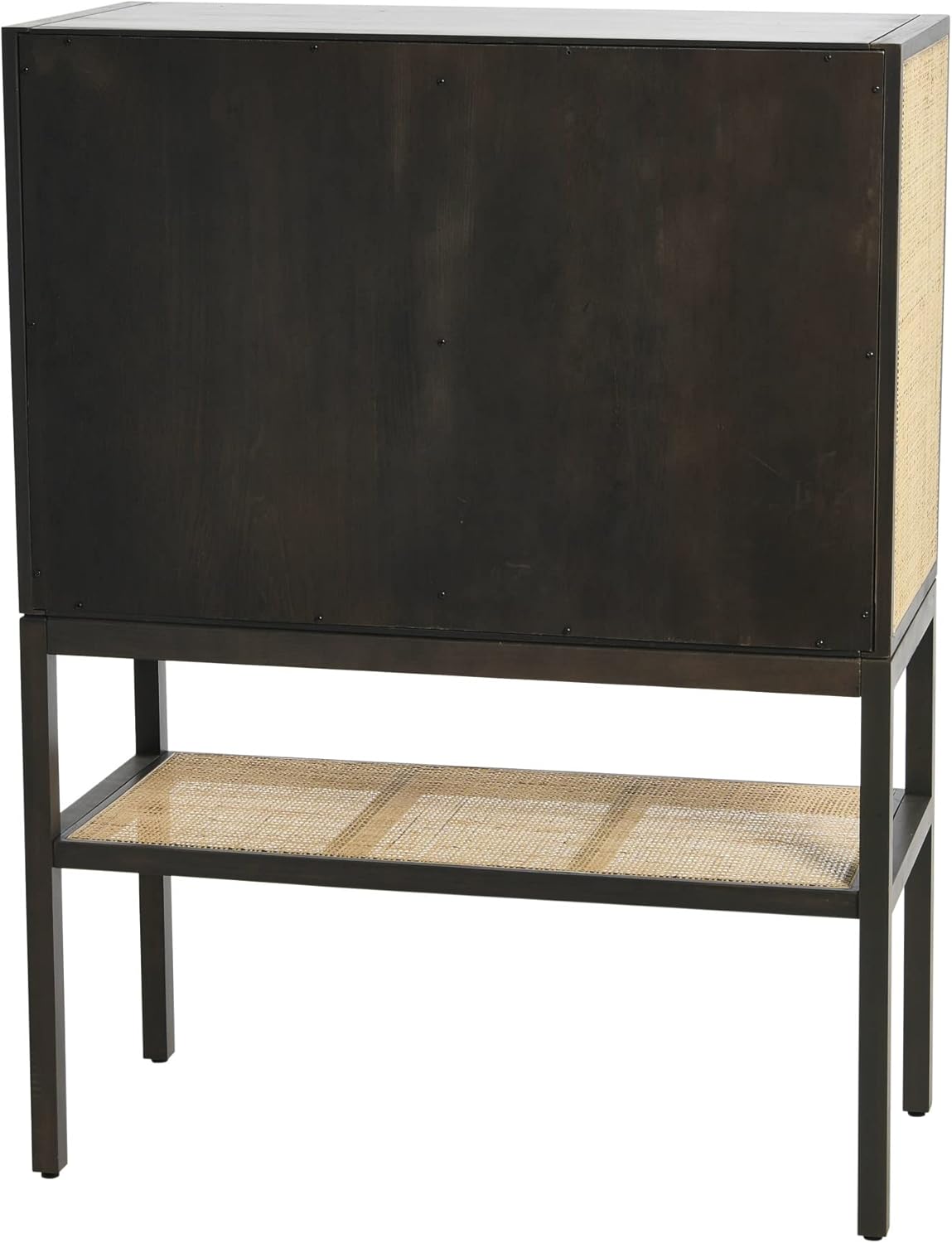 Creative CoOp Pine Wood Natural Rattan Details Cabinet GreyGrey