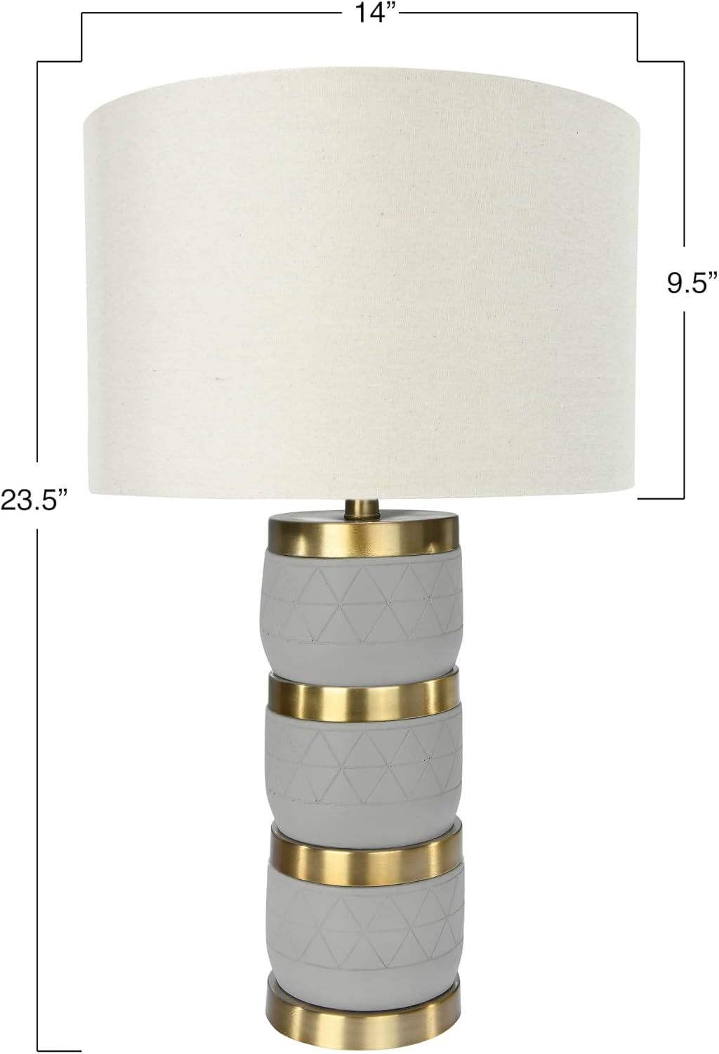 Creative CoOp Raw Concrete Imprinted Diamond Design and Metal Accents Table Lamp GreyGray