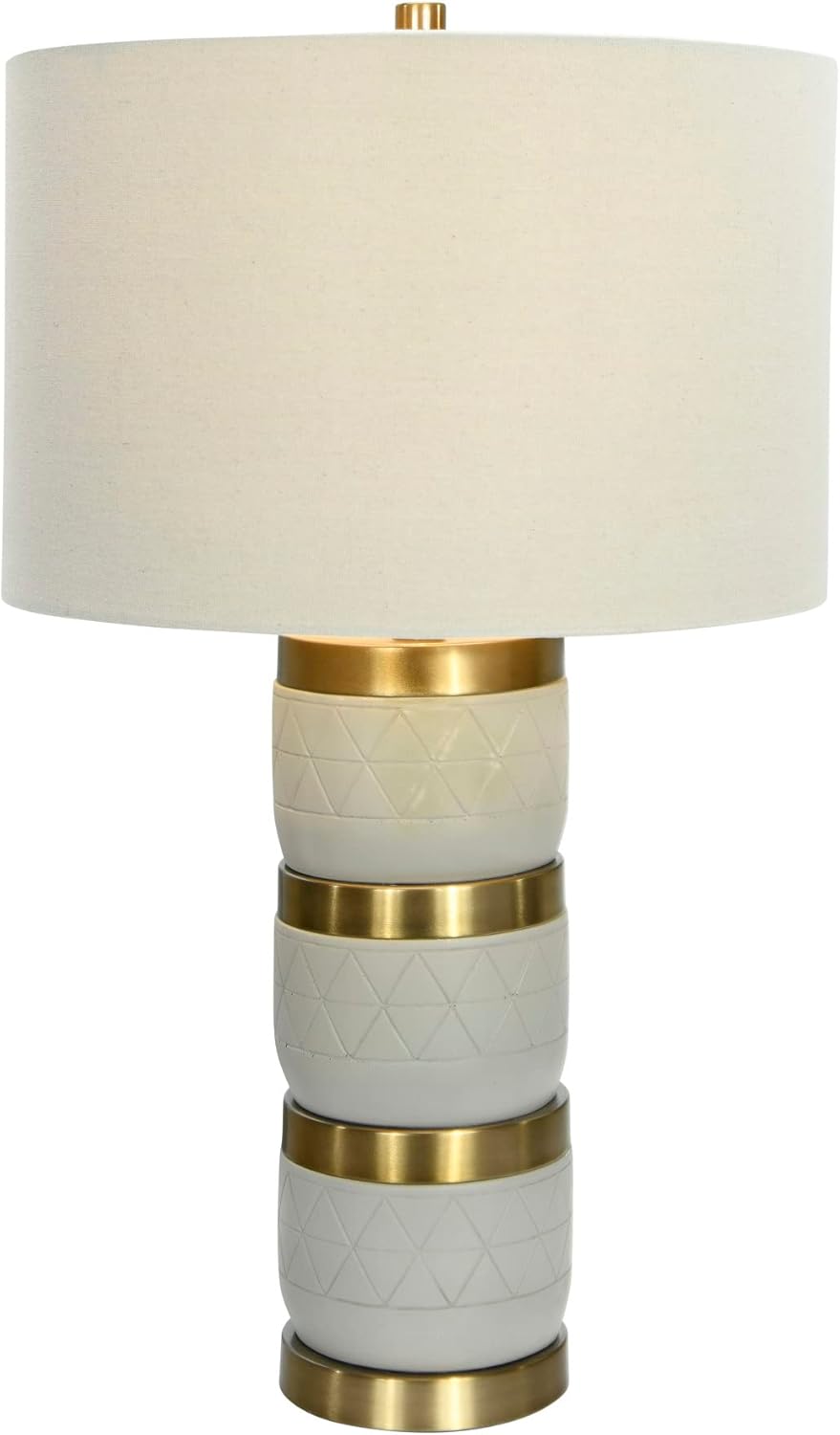 Creative CoOp Raw Concrete Imprinted Diamond Design and Metal Accents Table Lamp GreyGray