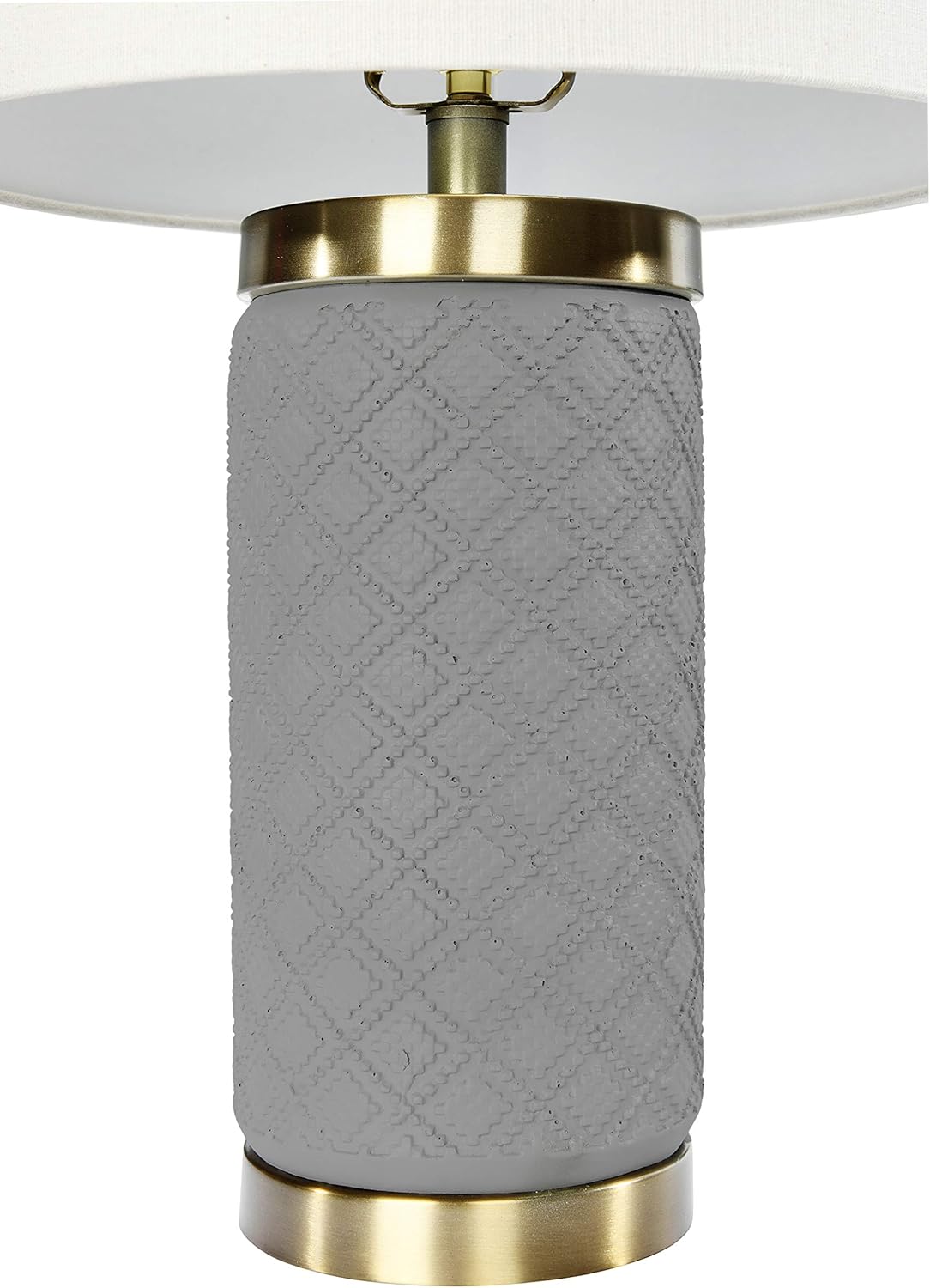 Creative CoOp Raw Concrete Imprinted Diamond Design and Metal Accents Table Lamp GreyGray