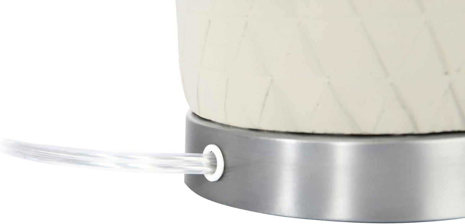 Creative CoOp Raw Concrete Imprinted Diamond Design and Metal Accents Table Lamp GreyLight Gray