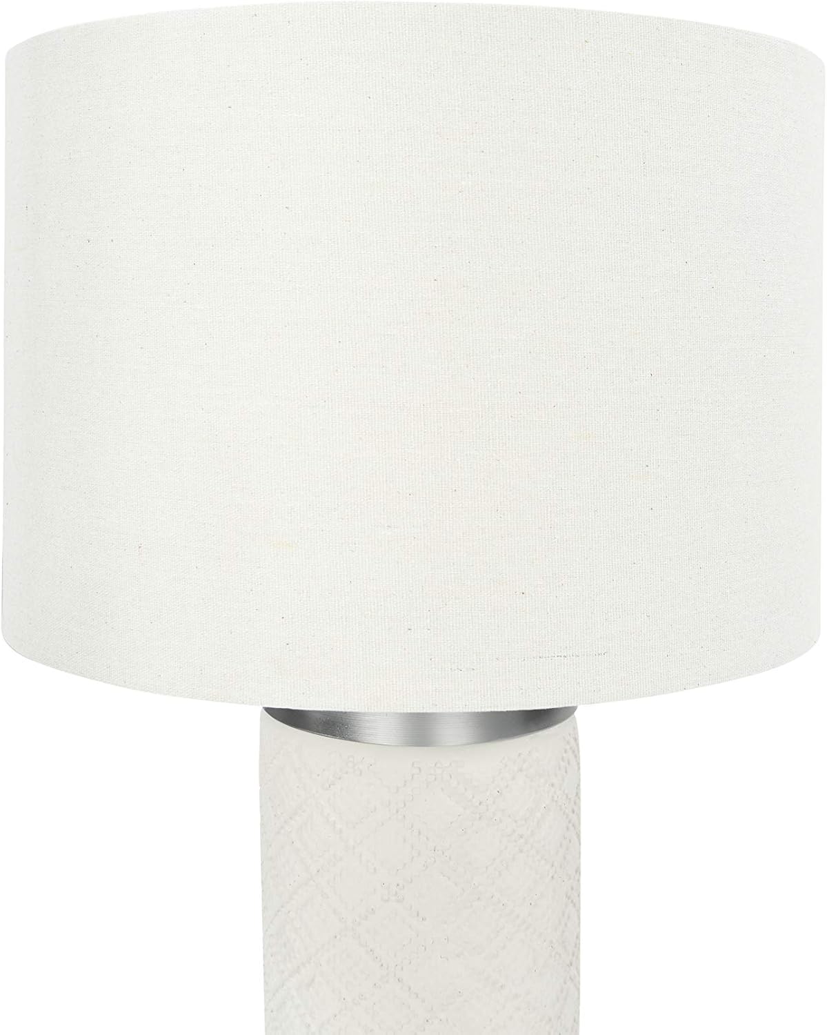Creative CoOp Raw Concrete Imprinted Diamond Design and Metal Accents Table Lamp GreyLight Gray