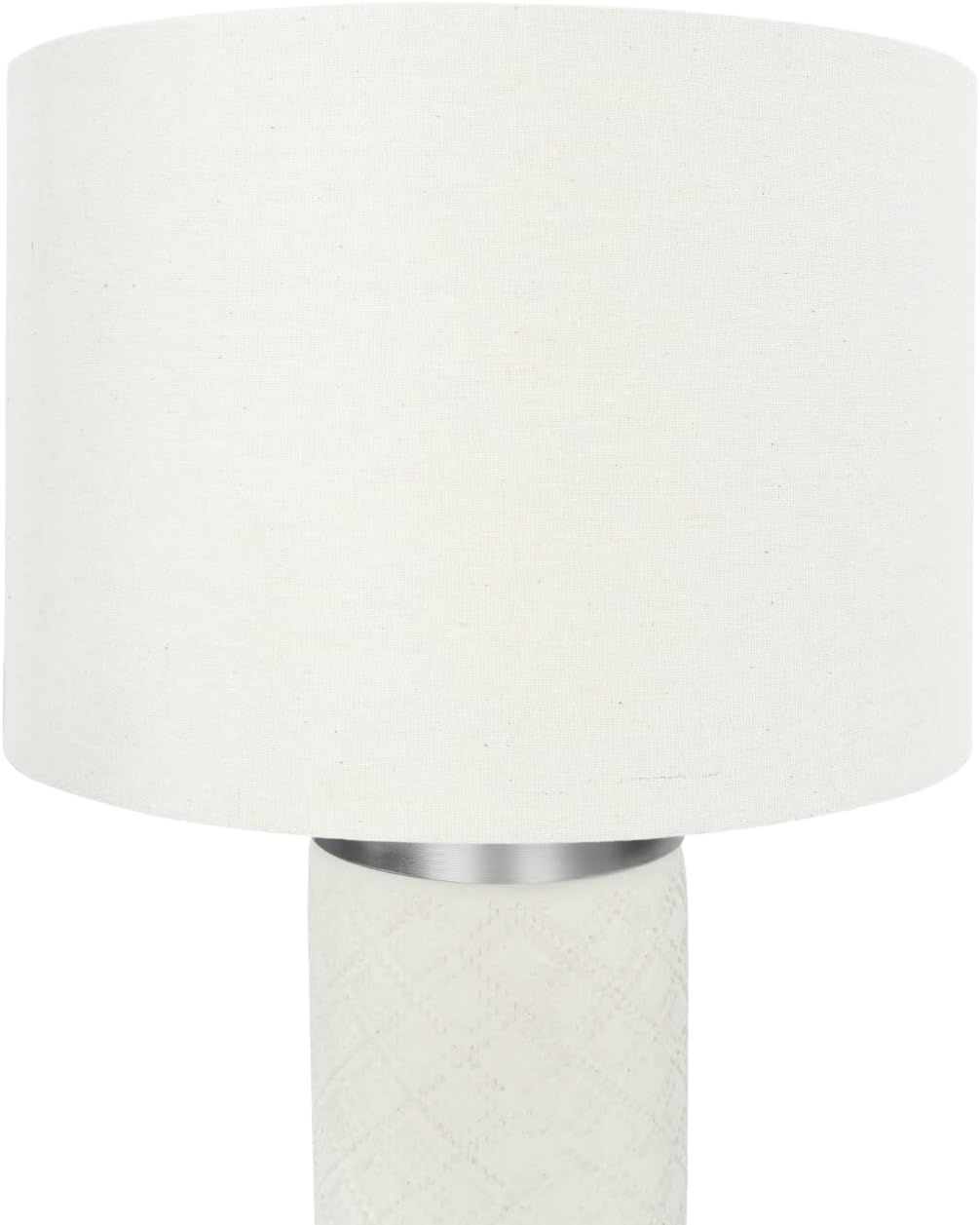 Creative CoOp Raw Concrete Imprinted Diamond Design and Metal Accents Table Lamp GreyLight Gray