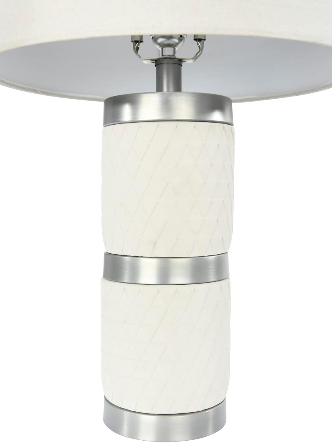 Creative CoOp Raw Concrete Imprinted Diamond Design and Metal Accents Table Lamp GreyLight Gray