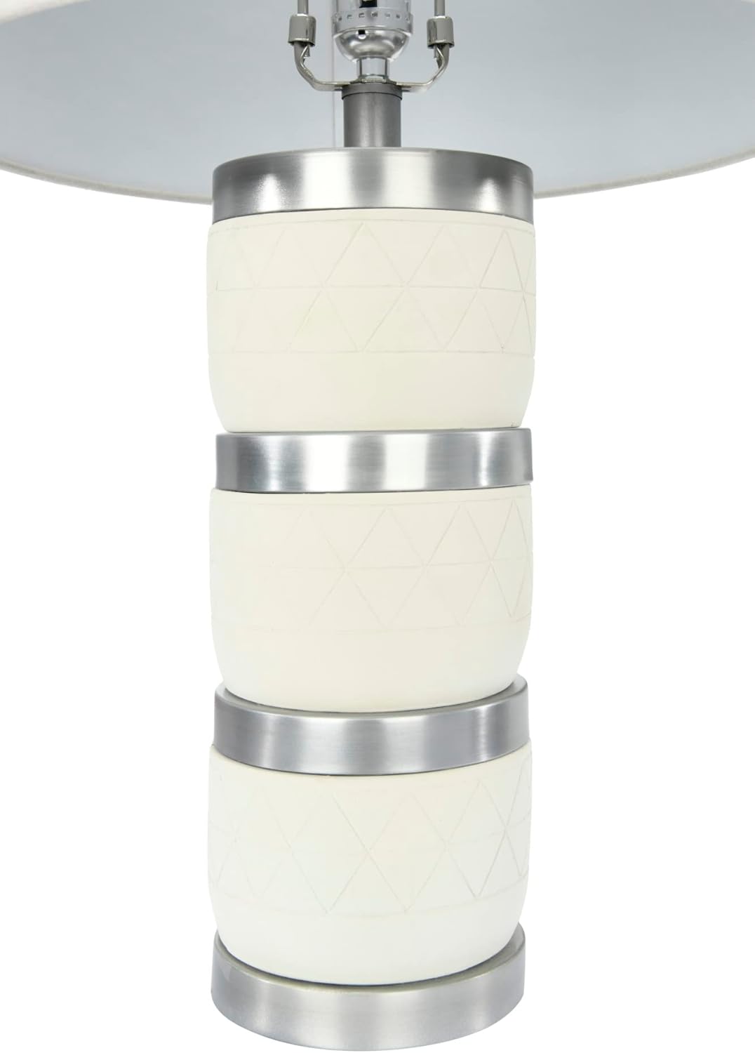 Creative CoOp Raw Concrete Imprinted Diamond Design and Metal Accents Table Lamp GreyLight Gray