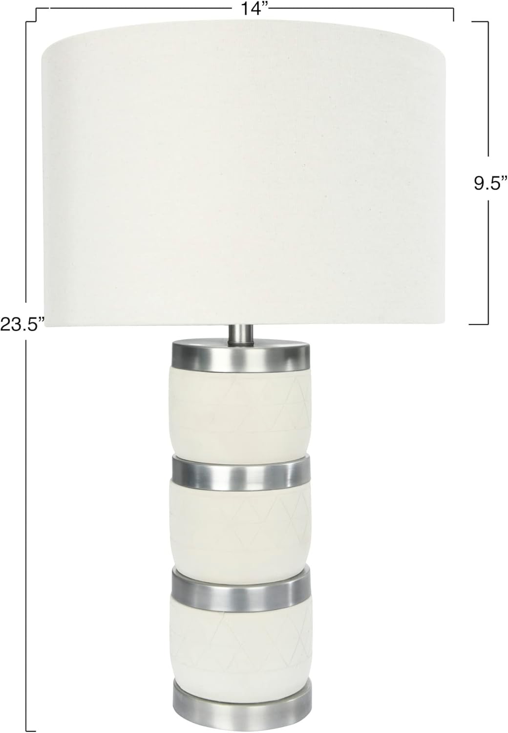Creative CoOp Raw Concrete Imprinted Diamond Design and Metal Accents Table Lamp GreyLight Gray