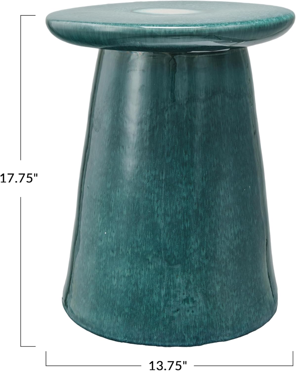 Creative CoOp Round Reactive Glaze Stoneware Stool Teal