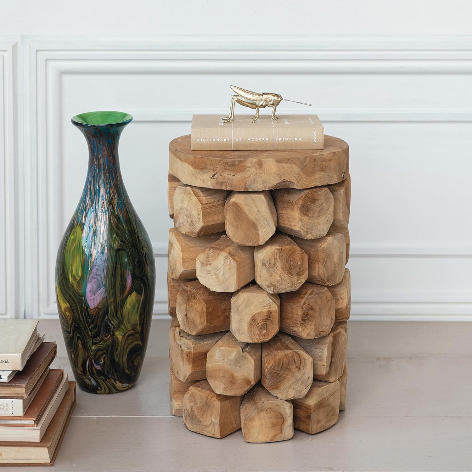 Creative CoOp Round Teakwood Stool Natural