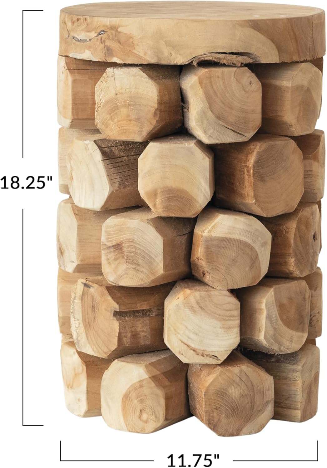 Creative CoOp Round Teakwood Stool Natural