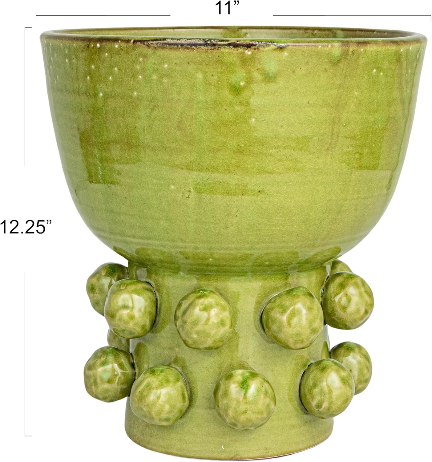 Creative CoOp Round TerraCotta Hobnail Footed Vase GreenGreen