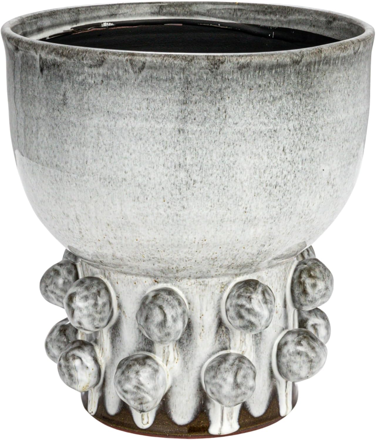 Creative CoOp Round TerraCotta Hobnail Footed Vase GreenWhite