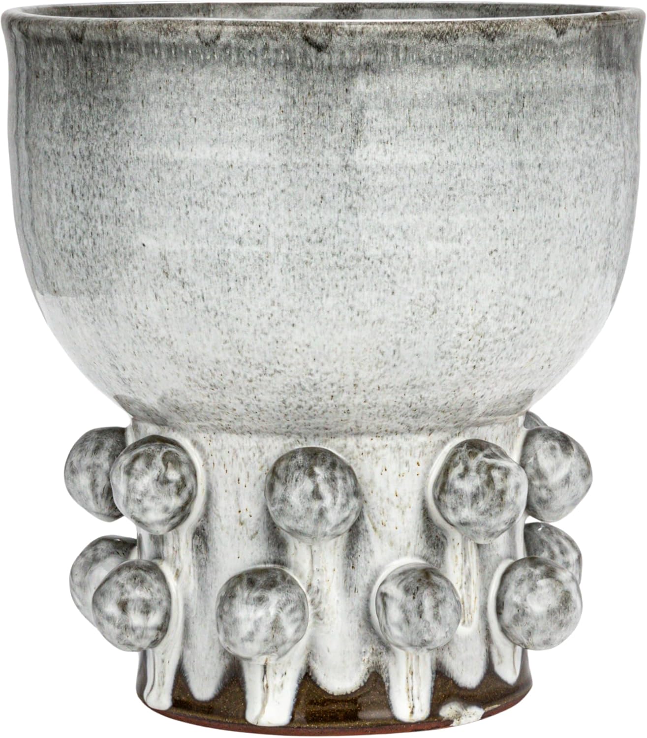 Creative CoOp Round TerraCotta Hobnail Footed Vase GreenWhite