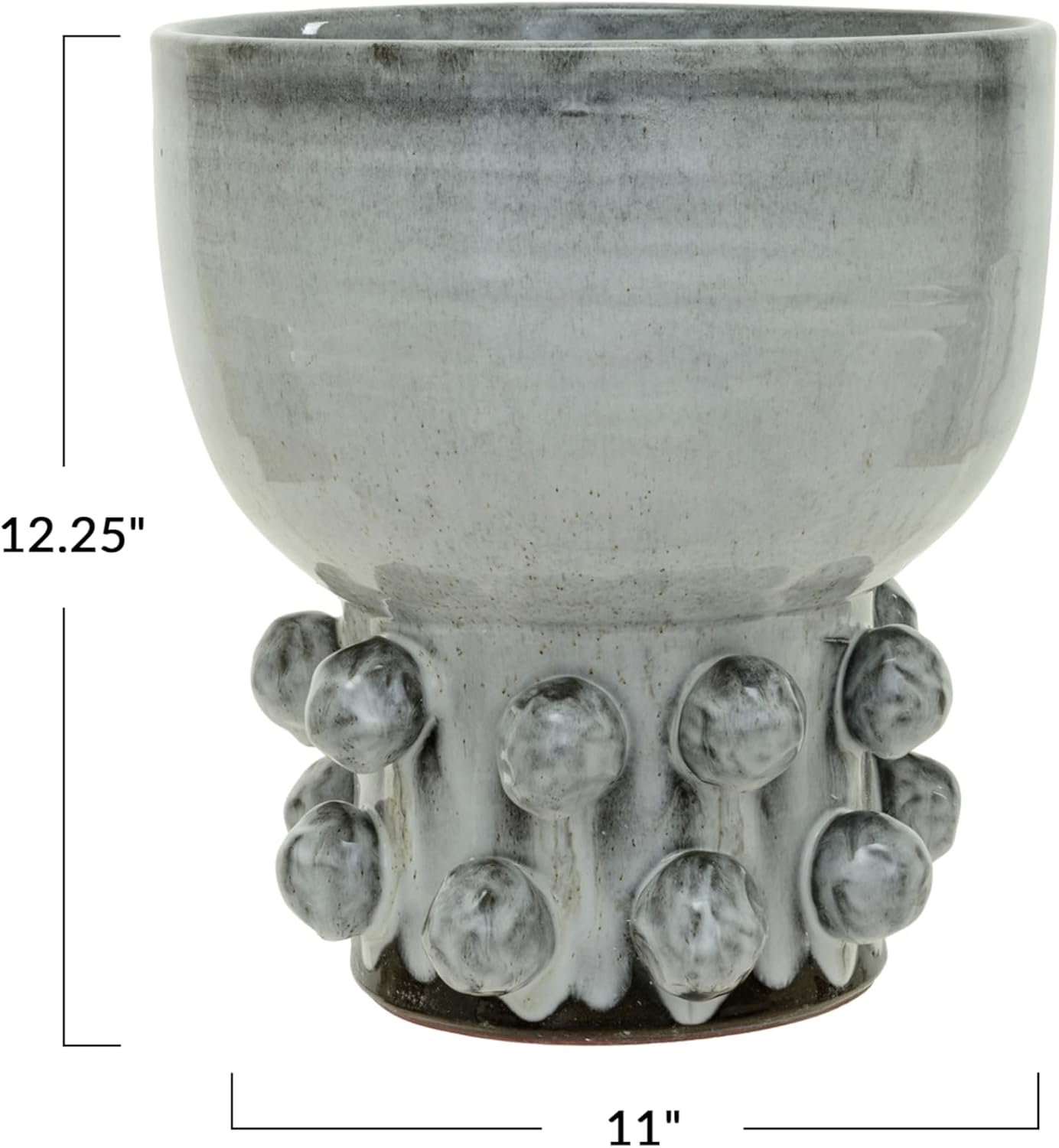 Creative CoOp Round TerraCotta Hobnail Footed Vase GreenWhite