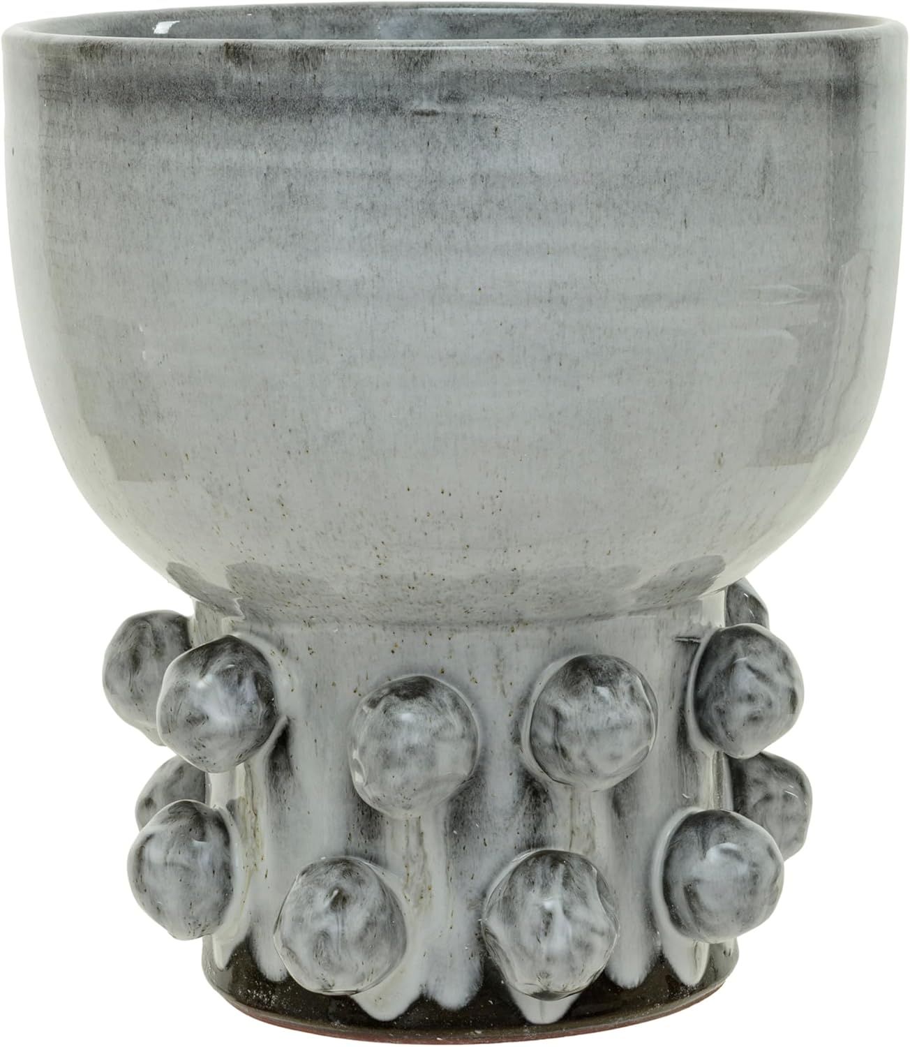 Creative CoOp Round TerraCotta Hobnail Footed Vase GreenWhite