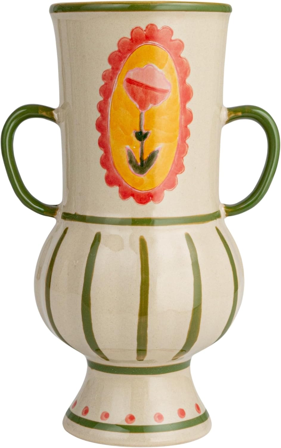 Creative CoOp Scandinavian Blossom HandPainted Stoneware Urn Multicolor