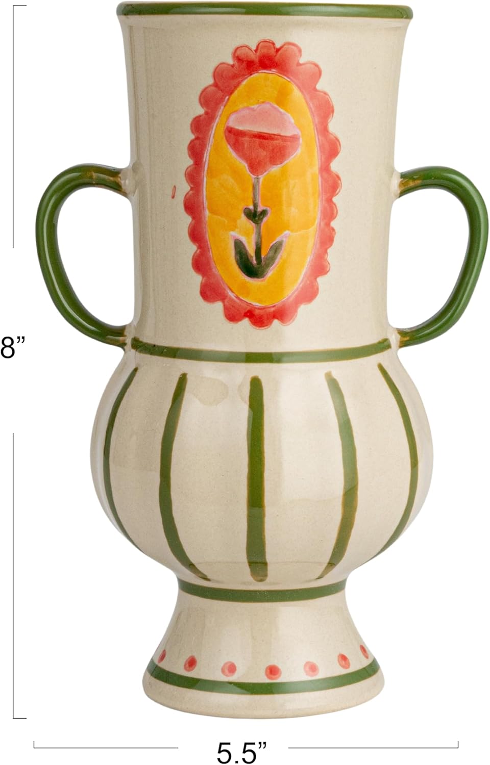 Creative CoOp Scandinavian Blossom HandPainted Stoneware Urn Multicolor