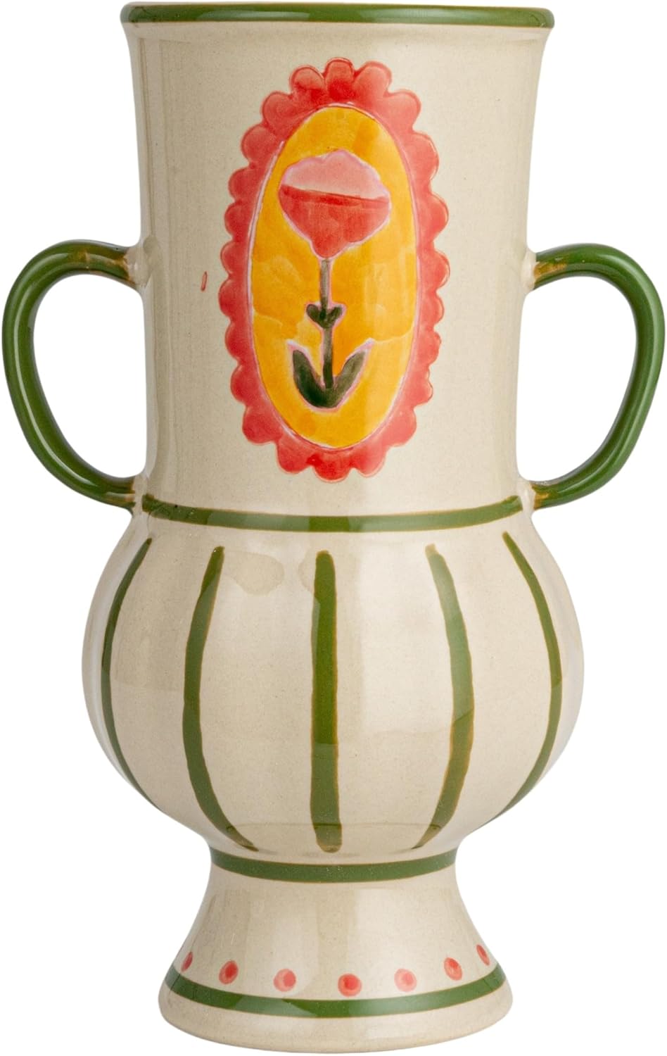 Creative CoOp Scandinavian Blossom HandPainted Stoneware Urn Multicolor