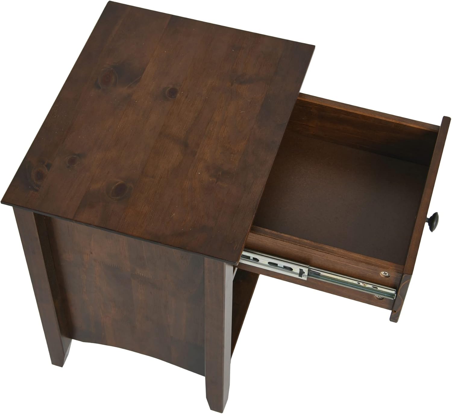 Creative CoOp Shaker 1Drawer Bed Side Table Nightstand WalnutSide Table