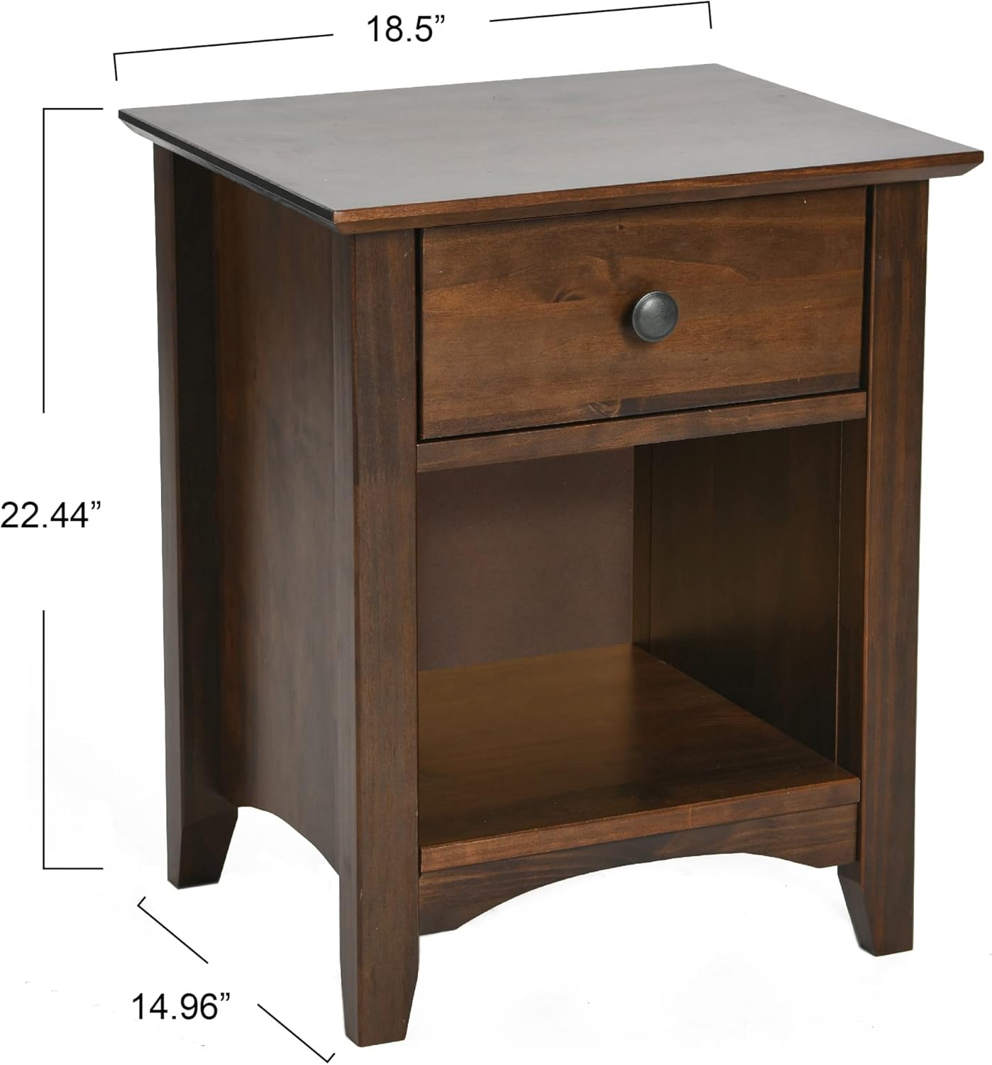 Creative CoOp Shaker 1Drawer Bed Side Table Nightstand WalnutSide Table