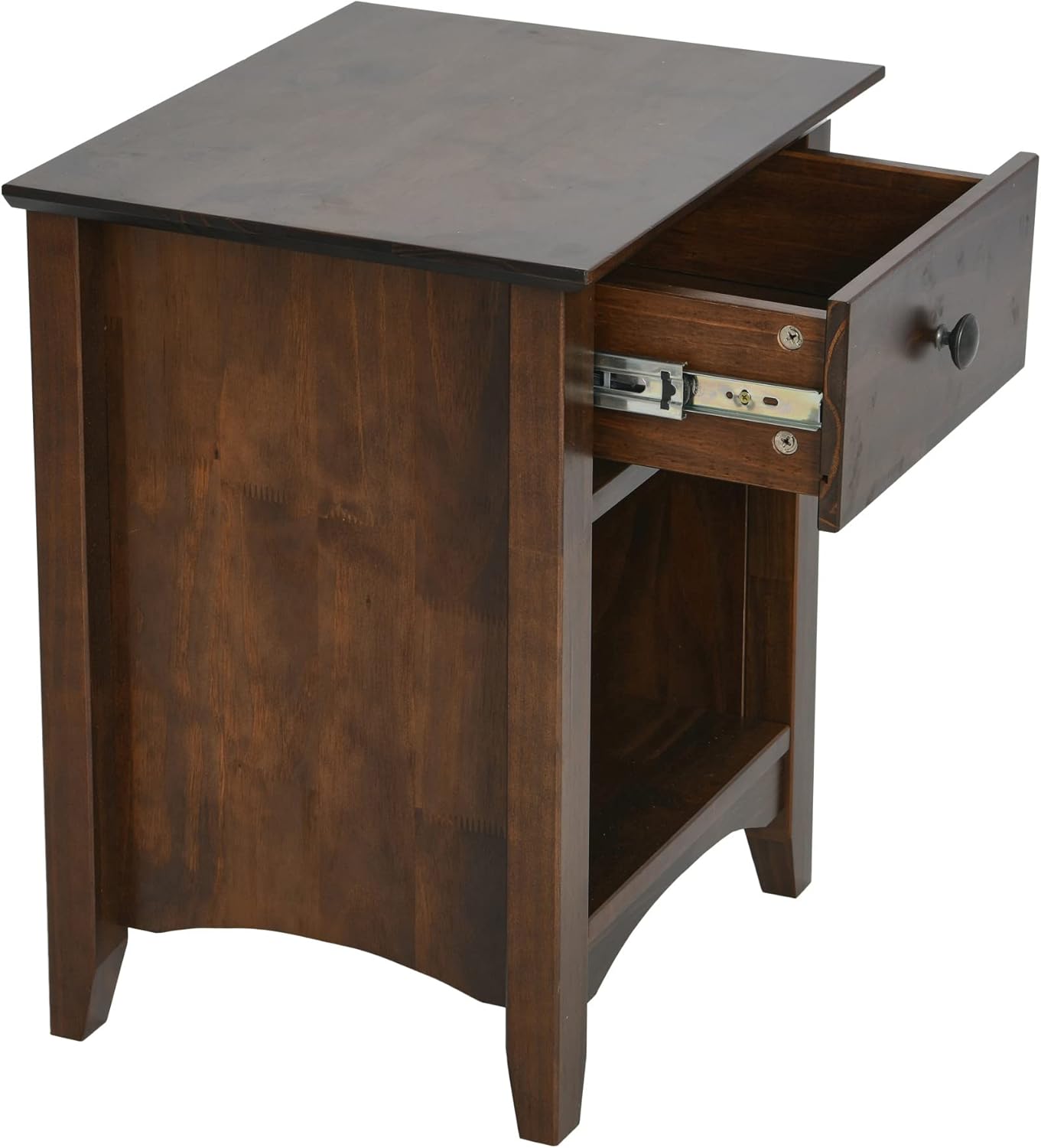 Creative CoOp Shaker 1Drawer Bed Side Table Nightstand WalnutSide Table
