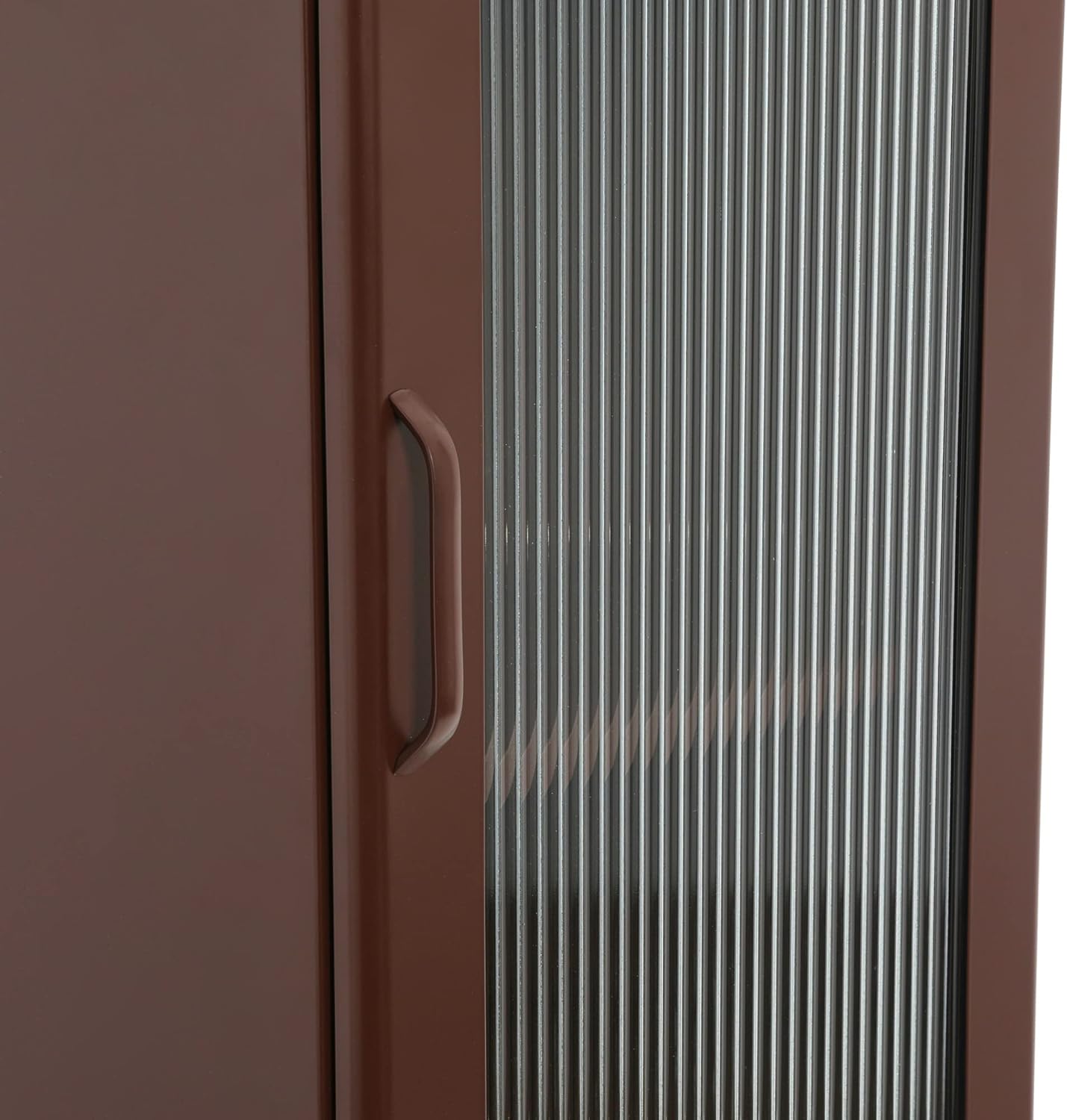 Creative CoOp Solstice Metal Cabinet with 2 Arched Glass Doors Dark GreenBrown